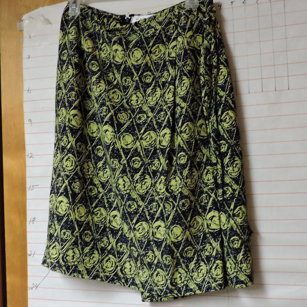 RAFAEL - cute FAUX WRAP mini skirt sz 10 black & Yellow